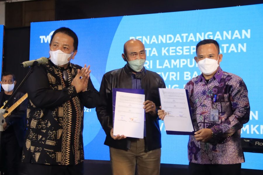 Gubernur Arinal Djunaidi Saksikan Penandatanganan MoU Antara TVRI Stasiun Lampung Dengan TVRI Stasiun Bangka-Belitung