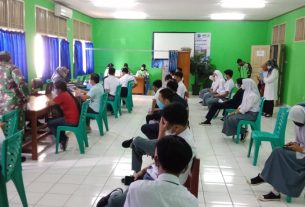 Koramil 410-06/Kedaton Kembali Menggelar Vaksinasi Bagi Pelajar SMA