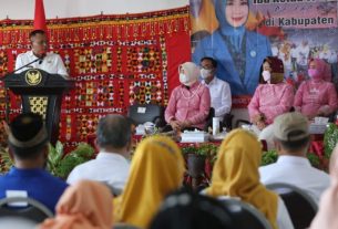 Bersama Hj. Winarni Bupati Lampung Selatan Sambut Ketua TP PKK Provinsi