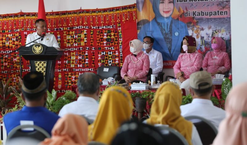 Bersama Hj. Winarni Bupati Lampung Selatan Sambut Ketua TP PKK Provinsi