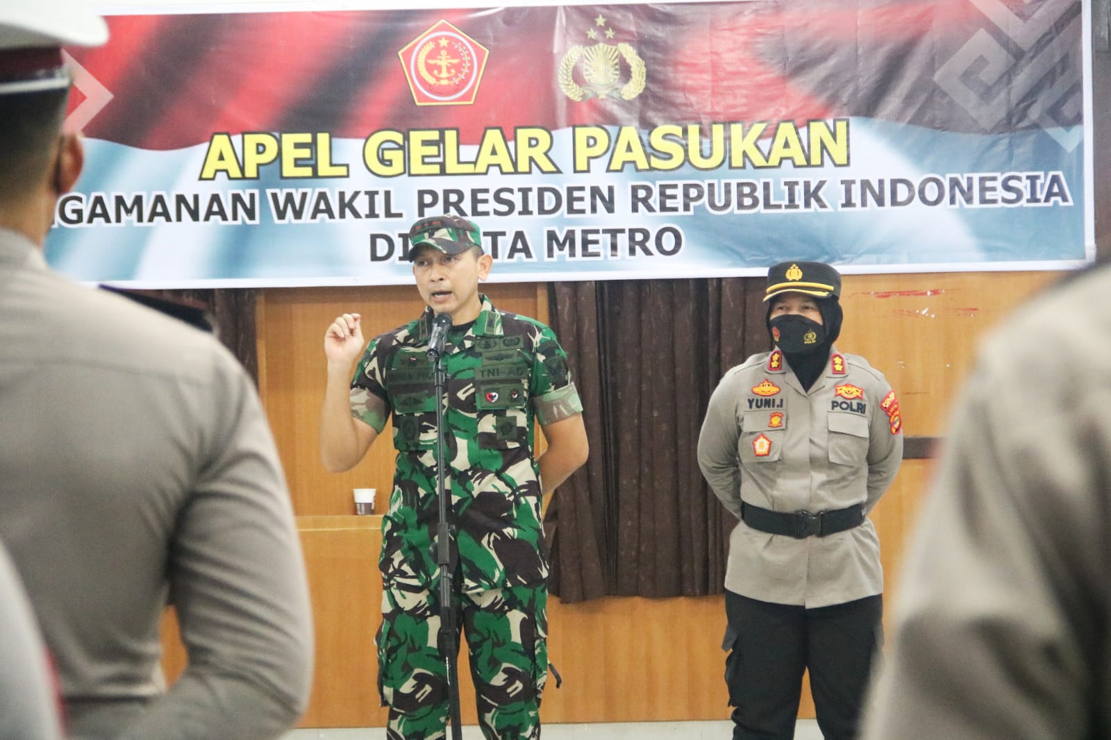 Dandim 0429/Lamtim Dan Kapolres Metro Pimpin Apel Gelar Pasukan Pam VVIP Kunker Wapres