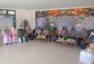 Personel Koramil 410-06/Kedaton Laksanakan Pengamanan Dalam Rangka Ops Lilin Krakatau 2021