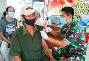 Kodim Bojonegoro Gelar Serbuan Vaksinasi Tahap 2 di Dua Desa diwilayah Kepohbararu