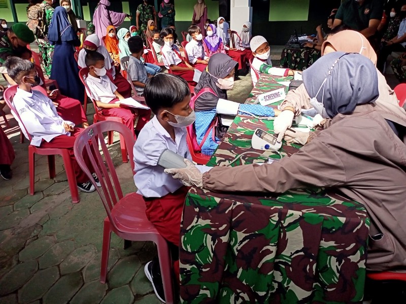 Kodim Sukoharjo Laksanakan Vaksin 200 Anak Usia 6-11 Tahun