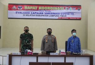 Dandim 0429/Lamtim Hadiri Rakoor Evaluasi Capaian Vaksinasi Kabupaten Lampung Timur
