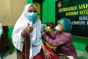 Kodim 0726/ Sukoharjo serbuan vaksinasi covid 19 untuk Anak di 4 Tempat