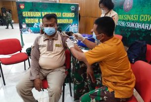 Bentengi diri dari Covid 19, Prajurit dan PNS Kodim 0726/Sukoharjo hari ini terima Vaksin Booster