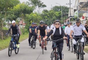 Dampingi Bupati Bojonegoro, Dandim 0813 Gowes Pagi Menikmati Hasil Pembangunan