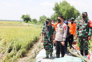 Dandim 0813, Kapolres dan BPBD Bojonegoro Tinjau Lokasi Tanggul Jebol di Kedungprimpen