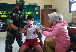Kodim 0726/Sukoharjo Gelar vaksinasi anak 6-11 Tahun di wilayah Kecamatan Sukoharjo