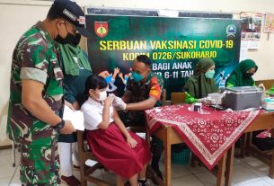 Kodim 0726/Sukoharjo Genjot Target Vaksinasi di wilayah, kali ini digelar di 3 tempat di Kec. Grogol dan Kartasura