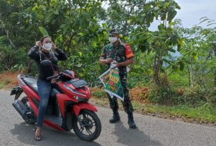 Hari Lubur, Personik Koramil Karangtengah Tetap Gelar Gakplin Protkes