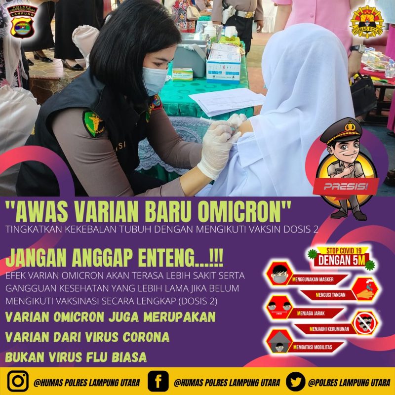 Polres Lampung Utara Ajak Warga Tingkatkan Kekebalan Tubuh