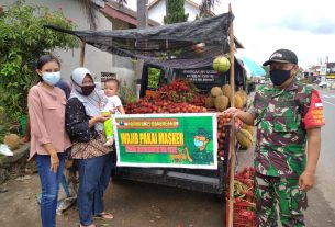 Ajak Masyarakat Taati Prokes, Anggota Koramil Baturetno Gencarkan Patroli