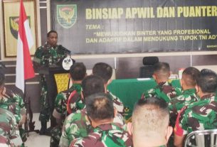 Buka Kegiatan Binsiap Apwil Puanter, Kasdim 0410/KBL Ingatkan Babinsa Untuk Bantu Kesulitan Masyarakat