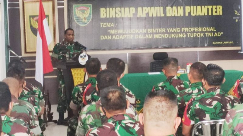 Buka Kegiatan Binsiap Apwil Puanter, Kasdim 0410/KBL Ingatkan Babinsa Untuk Bantu Kesulitan Masyarakat