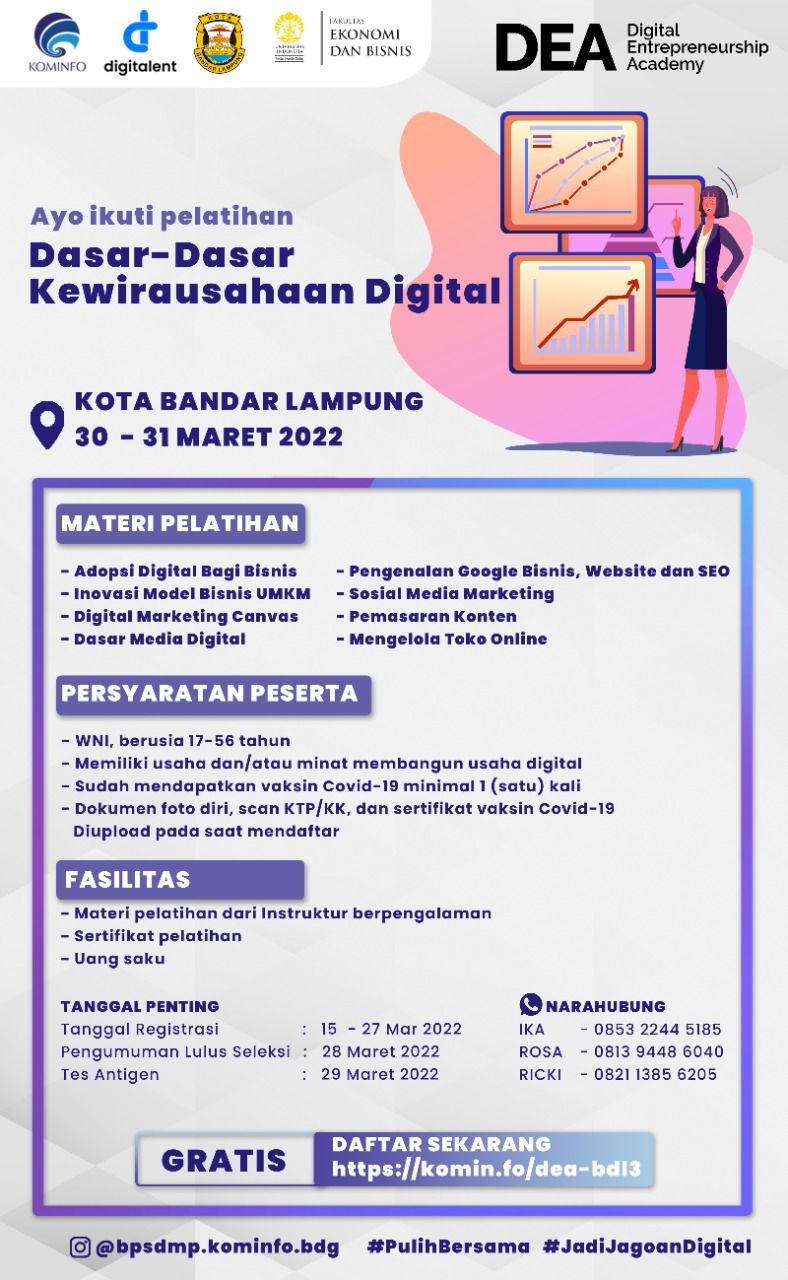 Ikuti Digital Entrepreneurship Academy (DEA) - Bandar Lampung Batch 3, Gratis!