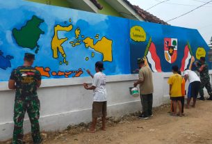 Koramil 410-06 Kedaton Hiasi Lukisan Mural di Kampung Pancasila