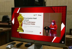 Pemprov Lampung Ikuti Penyampaian Hasil Evaluasi dan Pemberian Penghargaan Kegiatan Evaluasi Kinerja Pelayanan Publik Tahun 2021