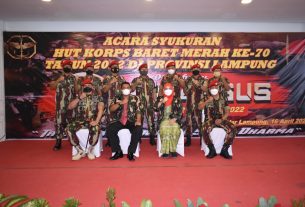 Danrem 043/Gatam hadiri acara syukuran HUT Korp baret merah Ke-70 Tahun 2022 di prov Lampung
