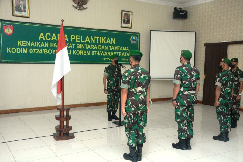 Kodim Boyolali Gelar Upacara Kenaikan Pangkat Secara Sederhana