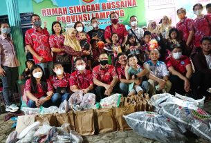 PSMTI, SMSI, dan Denpomal Lampung Berbagi Kasih kepada Anak-Anak Panti Asuhan Bussaina