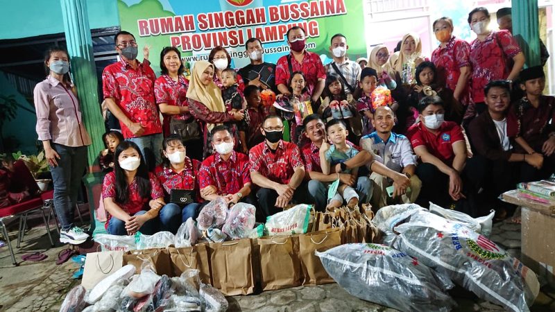 PSMTI, SMSI, dan Denpomal Lampung Berbagi Kasih kepada Anak-Anak Panti Asuhan Bussaina