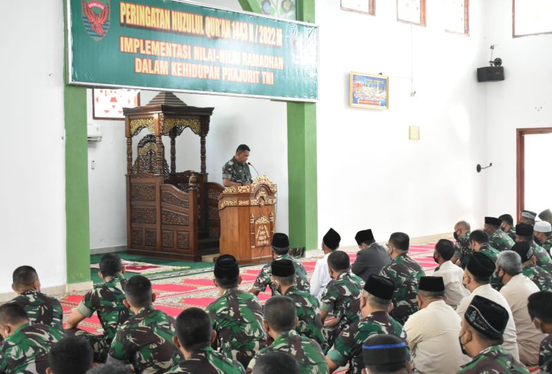 Personel Kodim 0410/KBL Mengikuti Kegiatan Peringatan Nuzulul Qur'an 1443 H/2022M