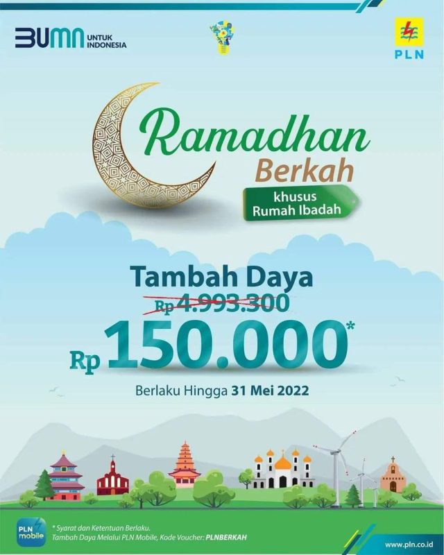 Program Ramadhan Berkah PLN Diminati, 3.834 Rumah Ibadah Manfaatkan Promo Diskon Tambah Daya