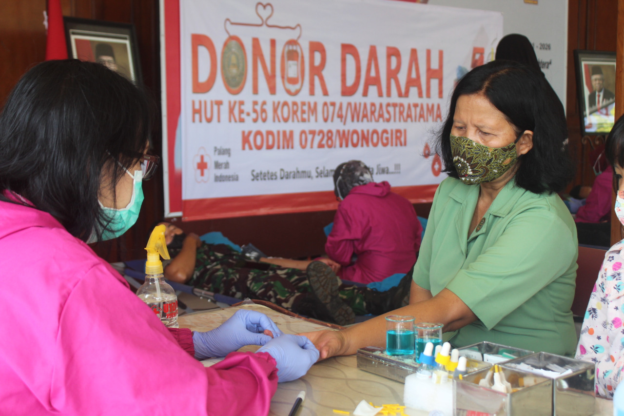 Peringati HUT Korem 074/Warastratama, Kodim 0728/Wonogiri Gelar Baksos Donor Darah