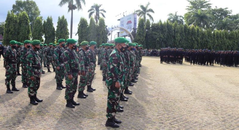 Personel Gabungan Kota Bandarlampung Apel Pengamanan Peringatan Hari Buruh Tahun 2022