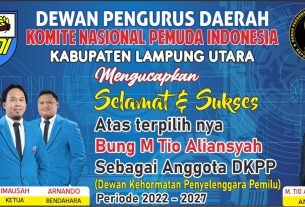 DPD KNPI Lampura ucapkan selamat kepada M. Tio Aliansya sebagai Anggota DKPP