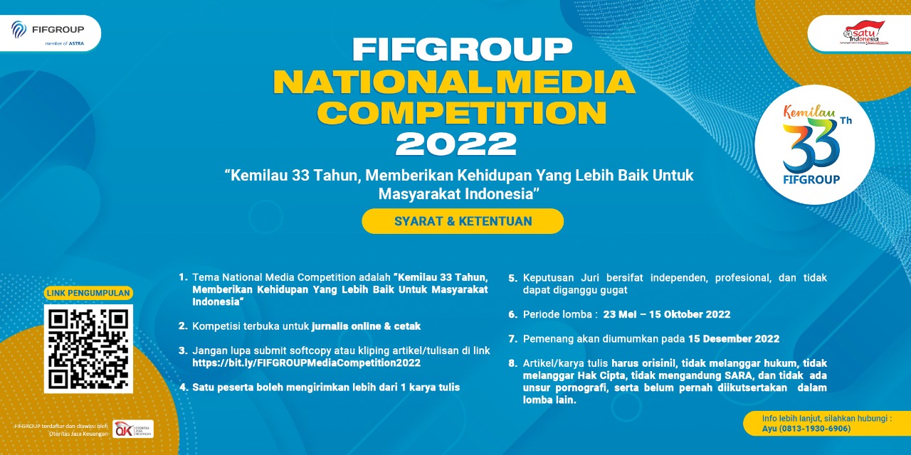 Dalam Rangkaian Kemilau HUT ke-33 Tahun, FIFGROU, Ajak Jurnalis Berkarya Lewat Media Competition 2022
