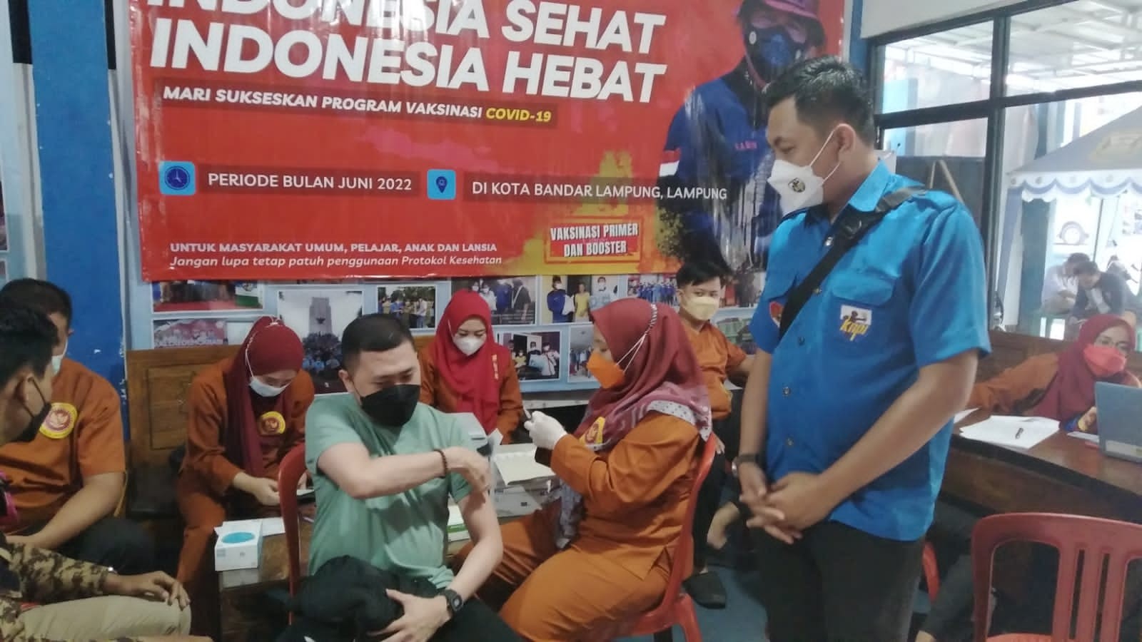Indonesia Sehat Indonesia Hebat, Vaksinasi COVID-19 Taja BIN & KNPI Bandarlampung