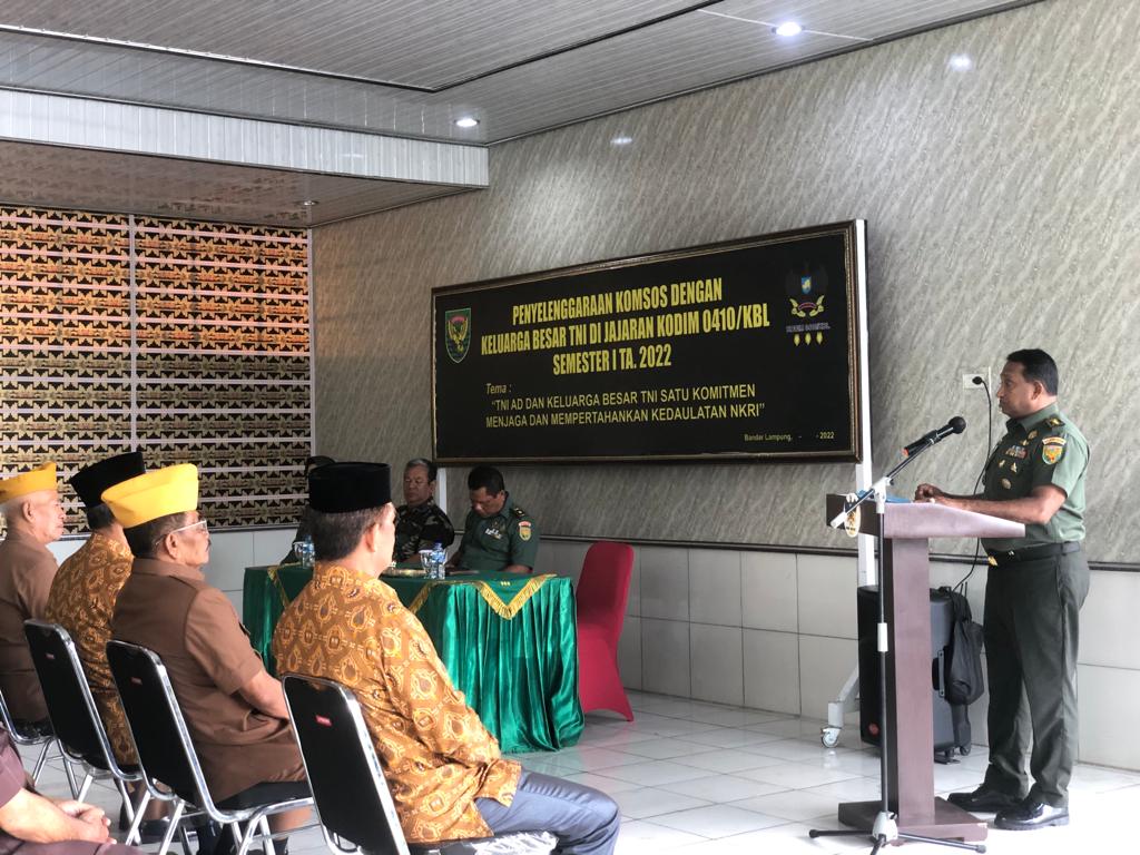 Kodim 0410/KBL Gelar Komsos Dengan KBT TNI Semester I TA. 2022
