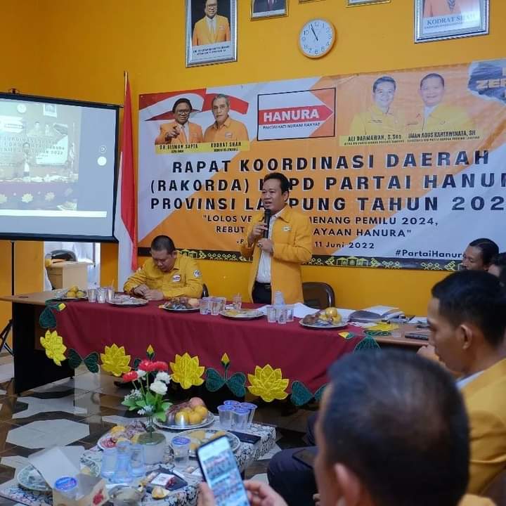 Yel "Bangkit, Jaya, Menang!" Menggema di Rakorda Hanura Lampung