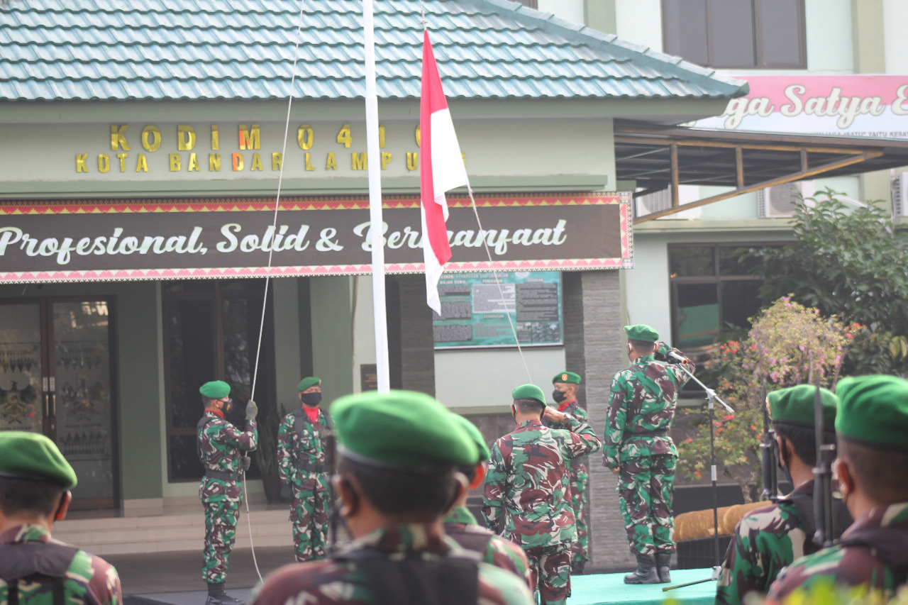 Kodim 0410/KBL Laksanakan Upacara Bendera Tingkatkan Jiwa Nasionalisme