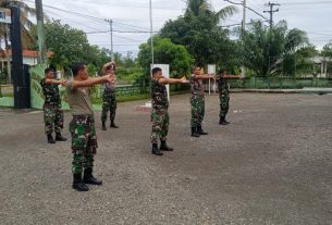 Anggota Koramil 04/Meureubo Lakukan Pembinaan Fisik Upaya Menjaga Stamina Dan Kebugaran Tubuh