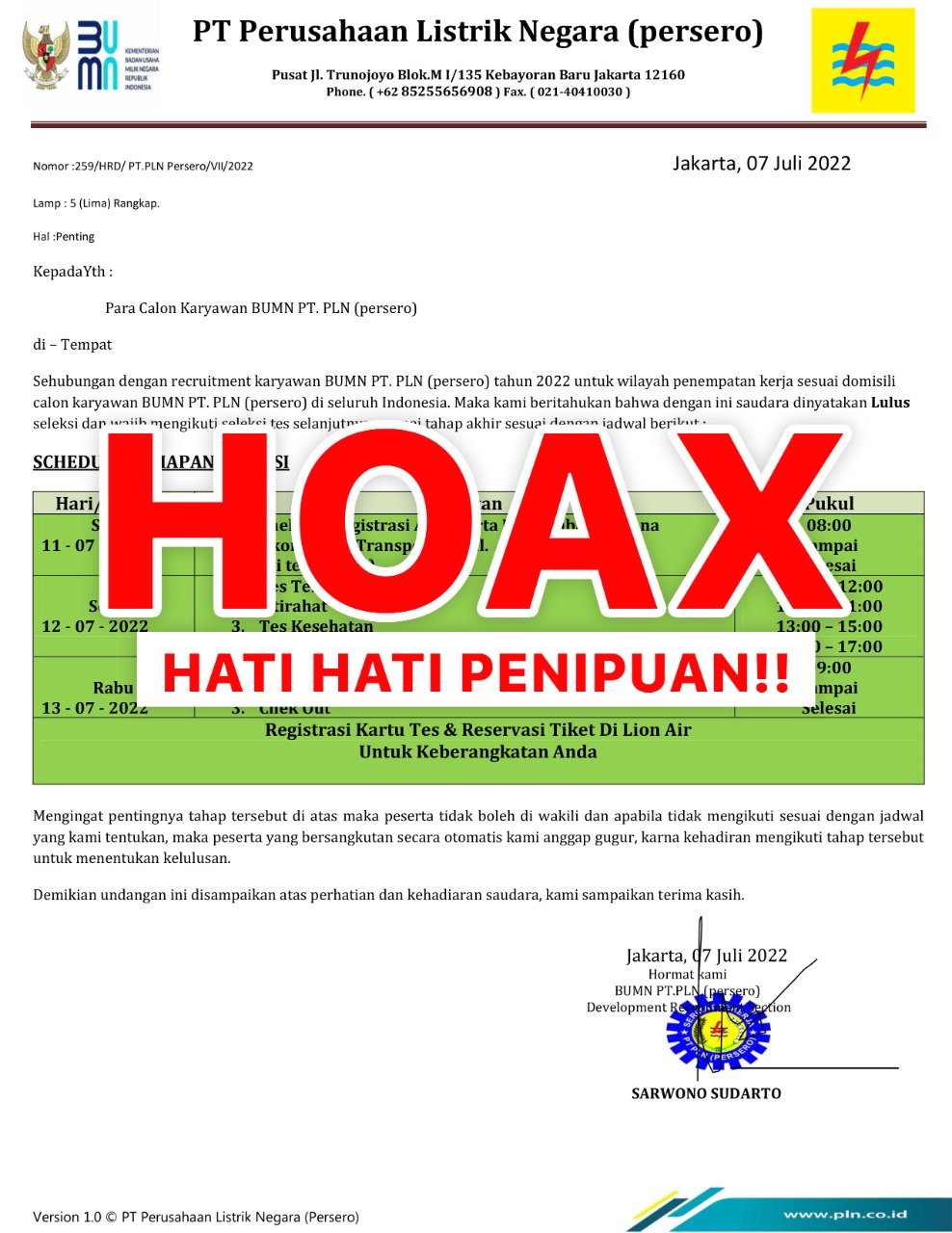 Hati-Hati! Penipuan Rekrutmen Mengatasnamakan PLN