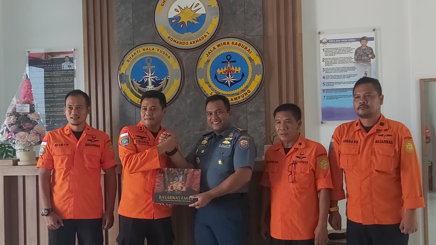 Silaturahmi ke Lanal Lampung, Basarnas Lampung Perkuat Sinergi Bidang SAR Wilayah Maritim Lampung