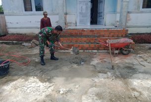 Danramil 03/Kaway XVI Luncurkan Babinsanya Bantu Warga Finishing Renovasi Rumah
