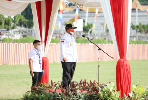 Gubernur Arinal Pimpin Apel Kesiapsiagaan Nasional dan Canangkan Gerakan Pembagian 10 Juta Bendera Merah Putih
