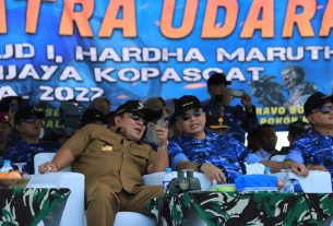 Gubernur Arinal dan Danlanud Letkol Nav Yohanas Ridwan Dampingi Kasau Marsekal TNI Fadjar Prasetyo Saksikan Latihan tempur Jalak Sakti