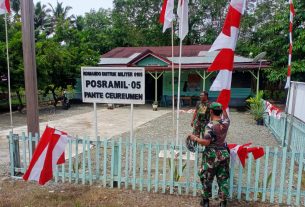 Meriahkan HUT RI Ke 77, Prajurit Jajaran Kodim 0105/Abar Memerah Putihkan Perkantoran