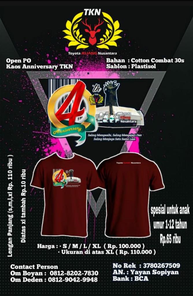 Opon PO Kaos Anniversary TKN