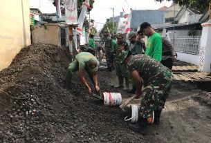 Bersama Rakyat Koramil 04/Jebres Pelopori Semangat Gotong Royong Dalam KBD Tahap III Di Wilayah Kelurahan Tegalharjo