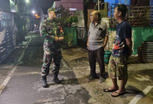 Cegah Gangguan Kamtibmas, Piket Koramil 03/Serengan Gelar Patroli Malam.