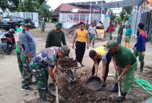 Koramil 02/Banjarsari Bersama Elemen Masyarakat Bahu-membahu Selesaikan Sasaran Fisik TMMD