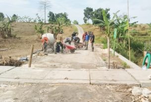 Pengerjaan Jembatan Kali Ungkal Ngantru TMMD 115 Kodim Bojonegoro Capai 45 Persen