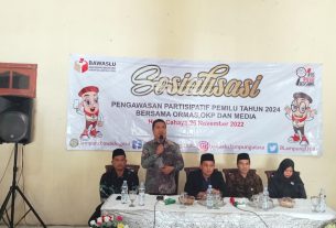 Bawaslu Lampura sosialisasi Pengawasan Partisipatif Pemilu 2024 bersama Ormas, OKP dan Media